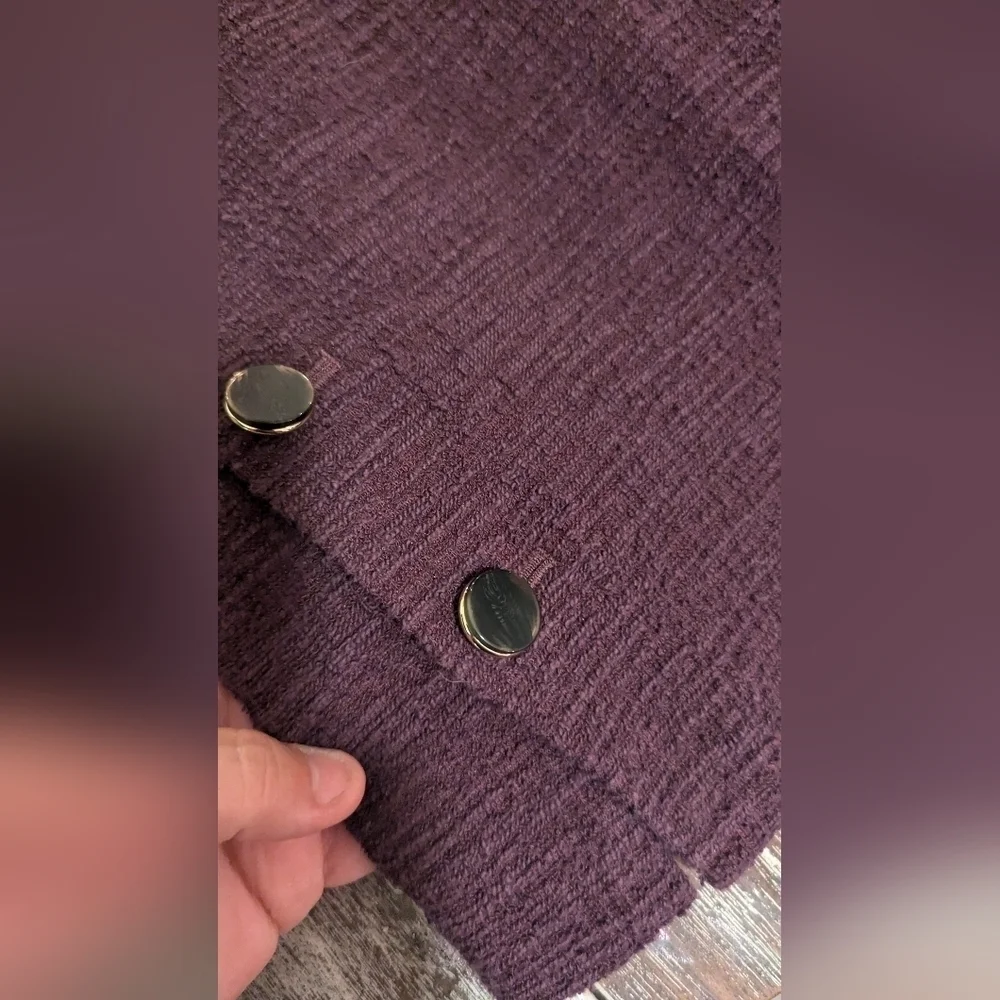 Womens Plum Purple Pencil Skirt with Button Detail - Career Office‎ Chic